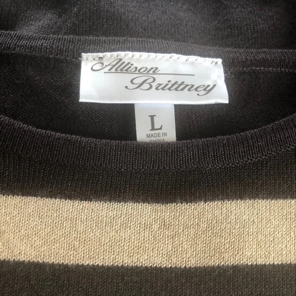 Allison Brittney Brown Tan Teal Sweater Dress Large - Picture 5 of 8